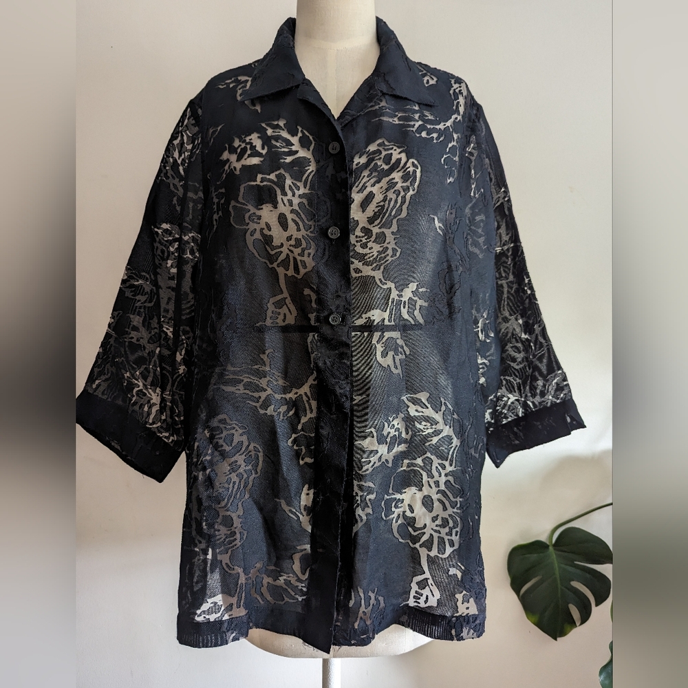 Sheer floral textured blouse